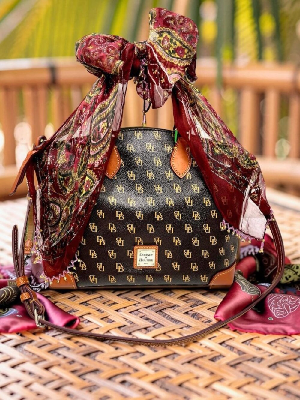 Dooney Bourke Dark Brown T’Moro DB Blakely Gretta Satchel Large Bag +Scarf(1) - Picture 4 of 16